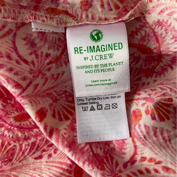 J Crew Puff Sleeve Smocked Mini Dress in Dandelion Swirl Pink/White Sz M - Picture 13 of 14